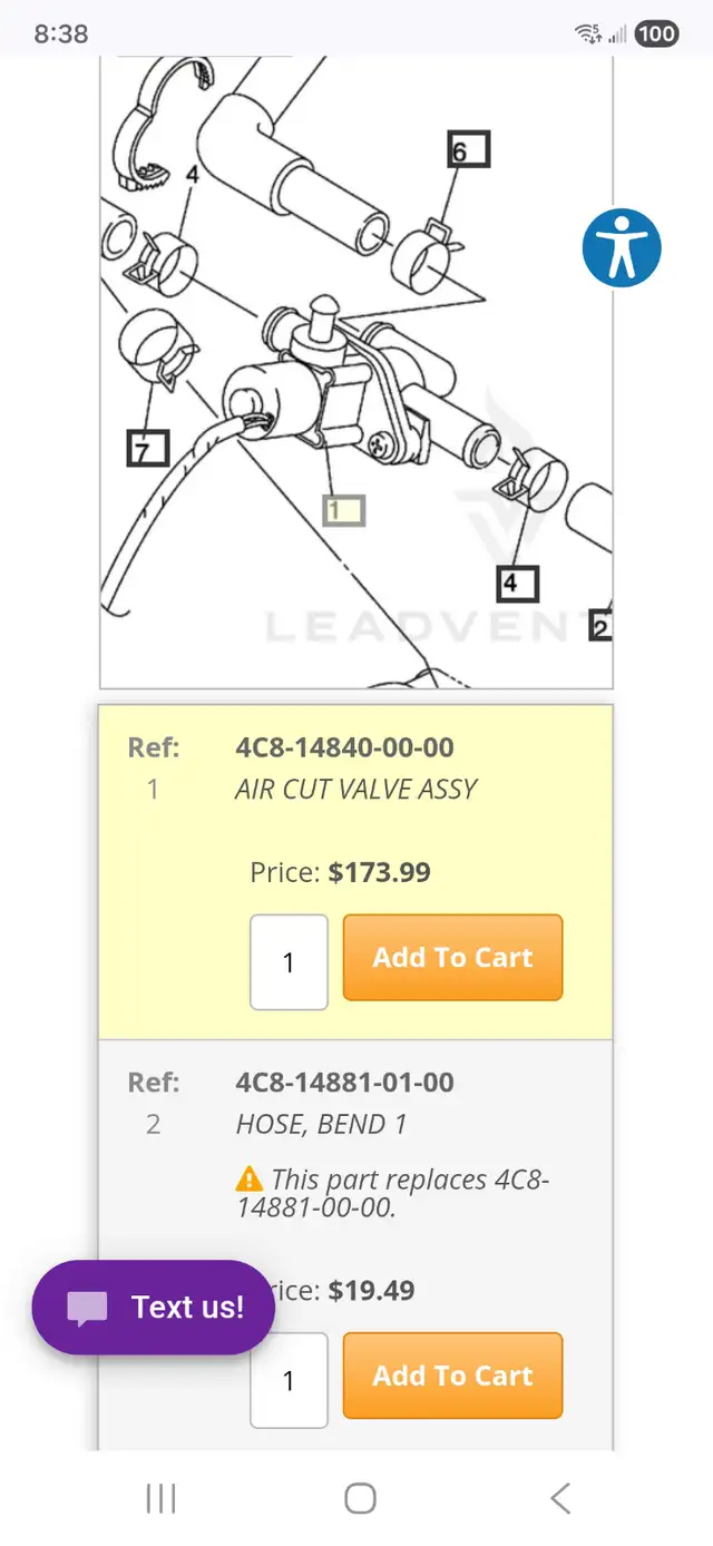2007-2008 Yamaha R1 4C8-14840-00-00AIR CUT VALVE ASSY
