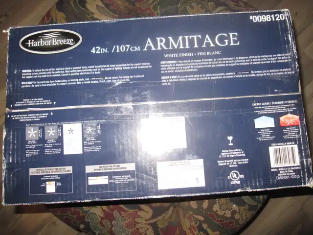 NEW HARBOUR BREEZE 42'OAK/WHITE CEILING FAN WITH LIGHT FWD & REV - Photo 2