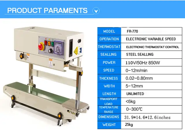 FR-770 Automatic bag Sealing Machine w/ Vertical Bracket 181107 - Photo 2
