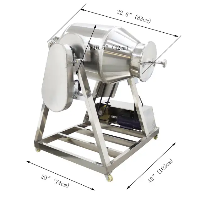 100L 304Stainless Steel Drum Blender Feed Particle Mixer 025702 - Photo 10