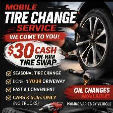 Mobile Tire Change for ONLY $30 (On-Rim Tire Swap)
