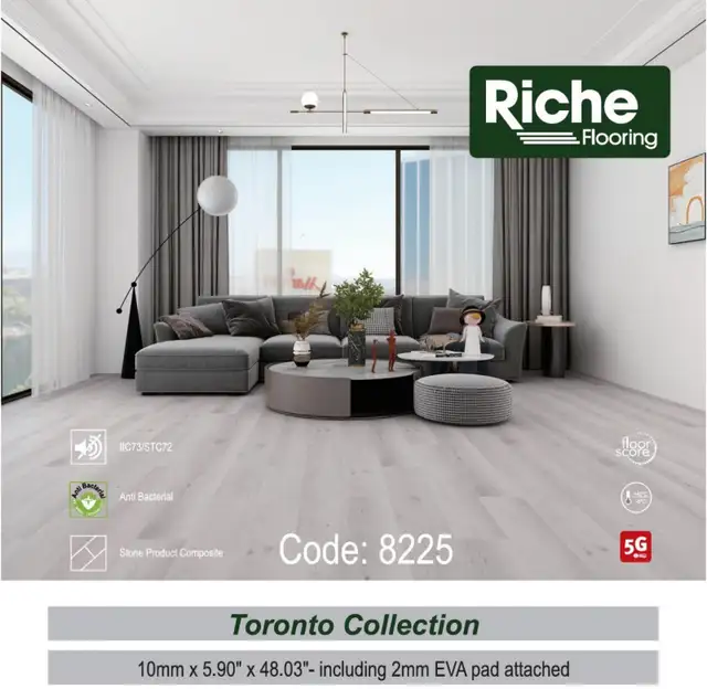 CLEARANCE $2.84/sqft Riche 10mm SPC Flooring - Silver Whisper - Photo 3