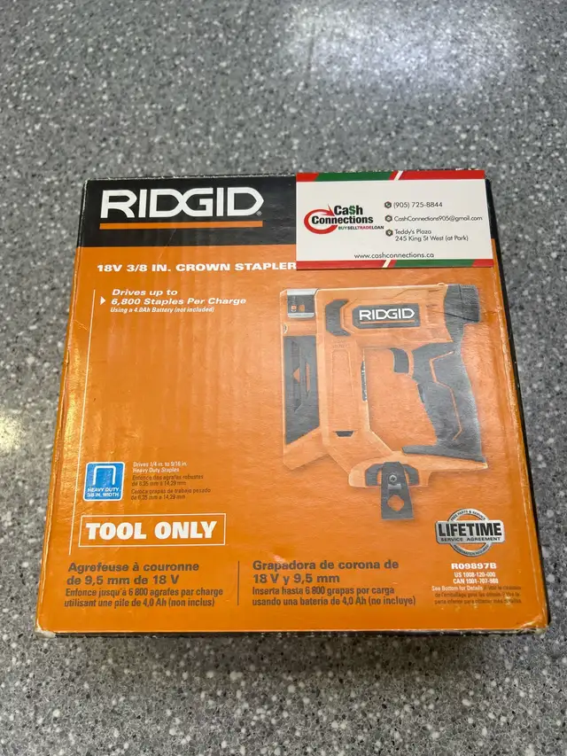Ridgid R09897B 28V 3/8 Crown Stapler Gun New
