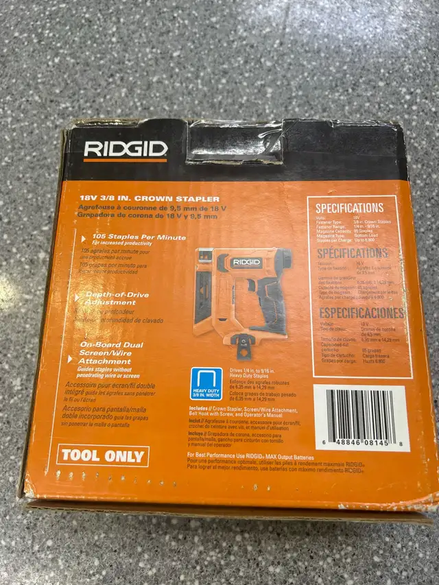 Ridgid R09897B 28V 3/8 Crown Stapler Gun New - Photo 2