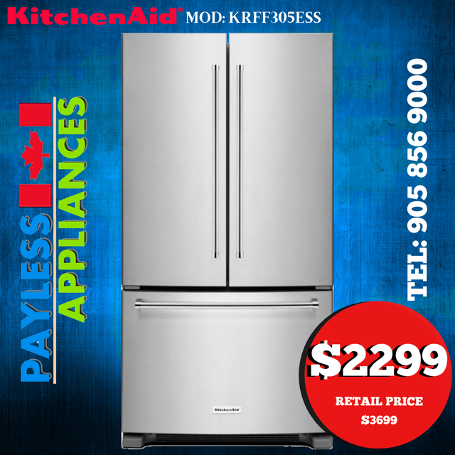 Kitchenaid KRFF305ESS 36' Standard Depth French Door Fridge 25.2