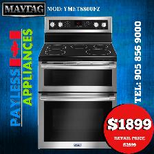Maytag Range YMET8800FZ 30' Double Oven Electric With True Conve