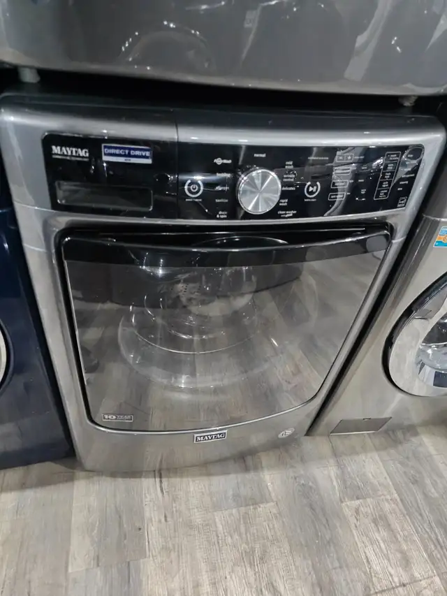 WOW! Maytag 27' Grey Front-Load Stackable Washer GAS Dryer Set - Photo 2