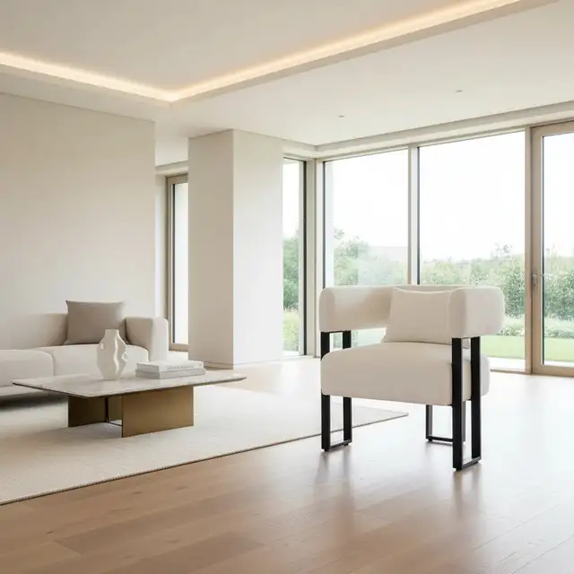 DESIGNERS SCARLET ACCENT CHAIR IN IVORY BOUCLE AND BLACK.. - Photo 10