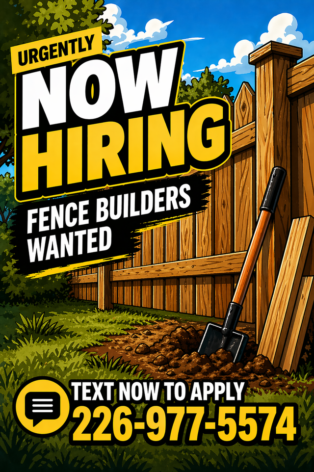 NOW HIRING: FENCE BUILDERS