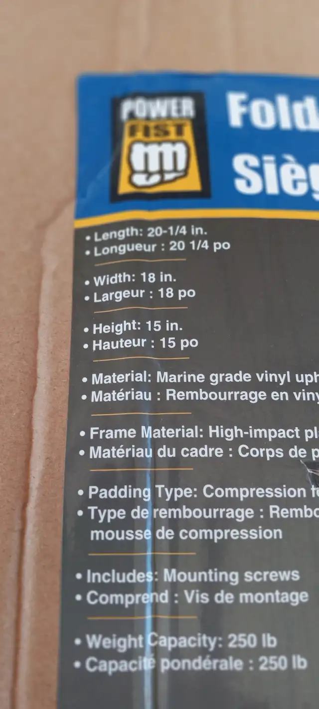 Power Fist Foldable Boat Seat - Like New - Photo 2