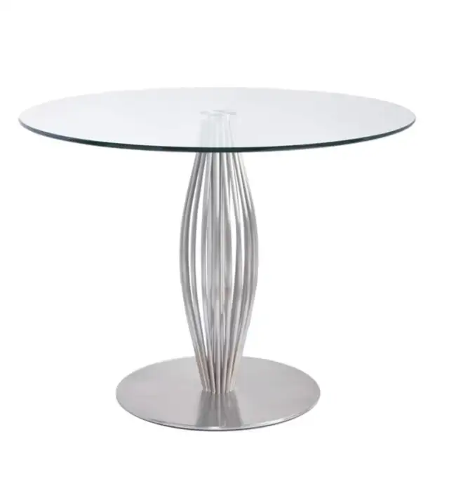 42' Round Chrome & Glass Pedestal Dining Table