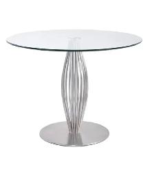 42' Round Chrome & Glass Pedestal Dining Table