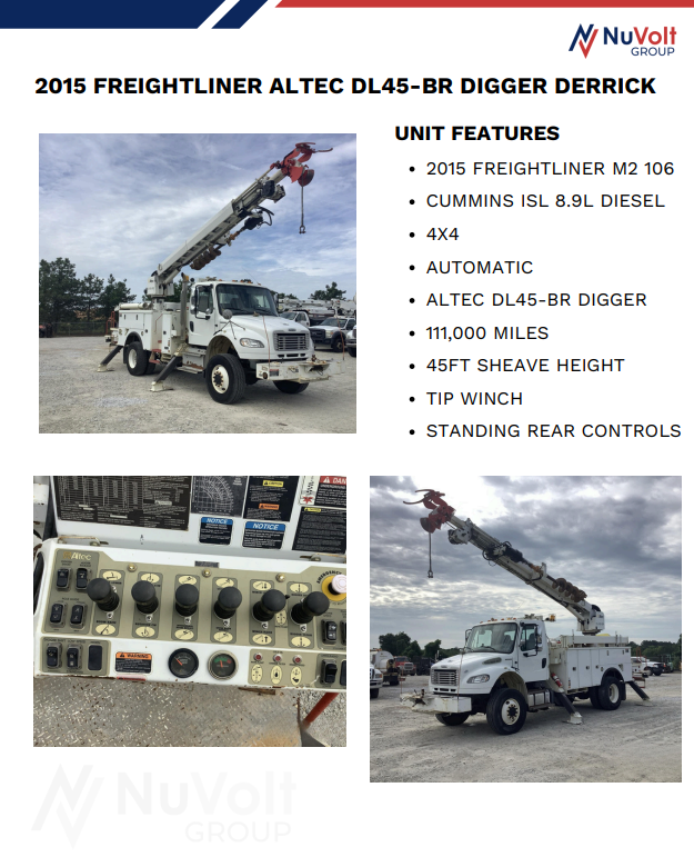 2015 Freightliner M2-106 Altec DL45-BR Digger Derrick