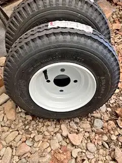 TWO NEW WHEELS/RIMS   FOR TRAILER/RIDE ON/BLOWER