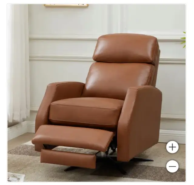 Tan leather swivel pushback recliner - Photo 5