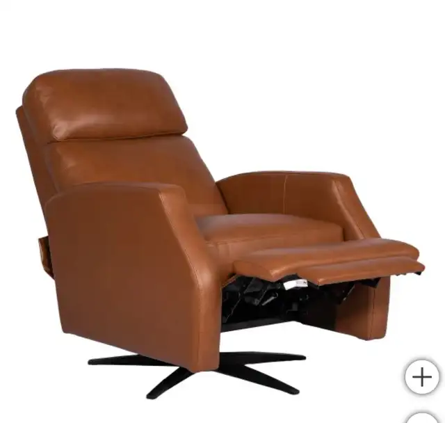 Tan leather swivel pushback recliner - Photo 6