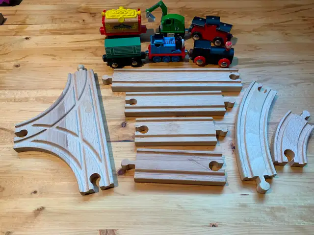Wooden railroad set for kids