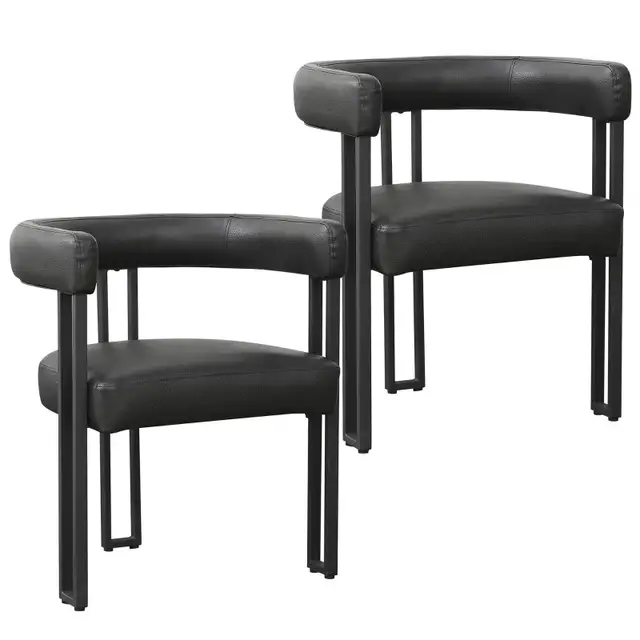 Scarlet Dining/Lounge Chair, Set of 2 in Black PU and Black - Photo 7
