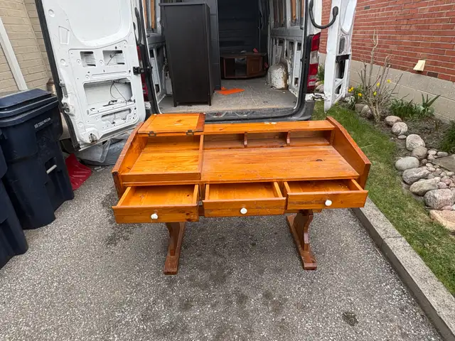 Free delivery antique Wooden Desk with Drawers - Photo 6