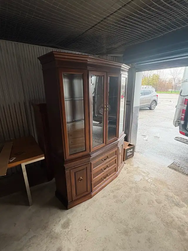 Free delivery used Wooden China Cabinet with Glass Doors - Photo 3