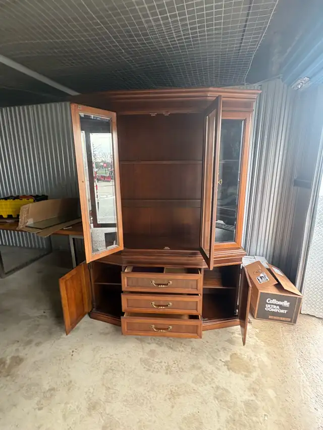 Free delivery used Wooden China Cabinet with Glass Doors - Photo 8