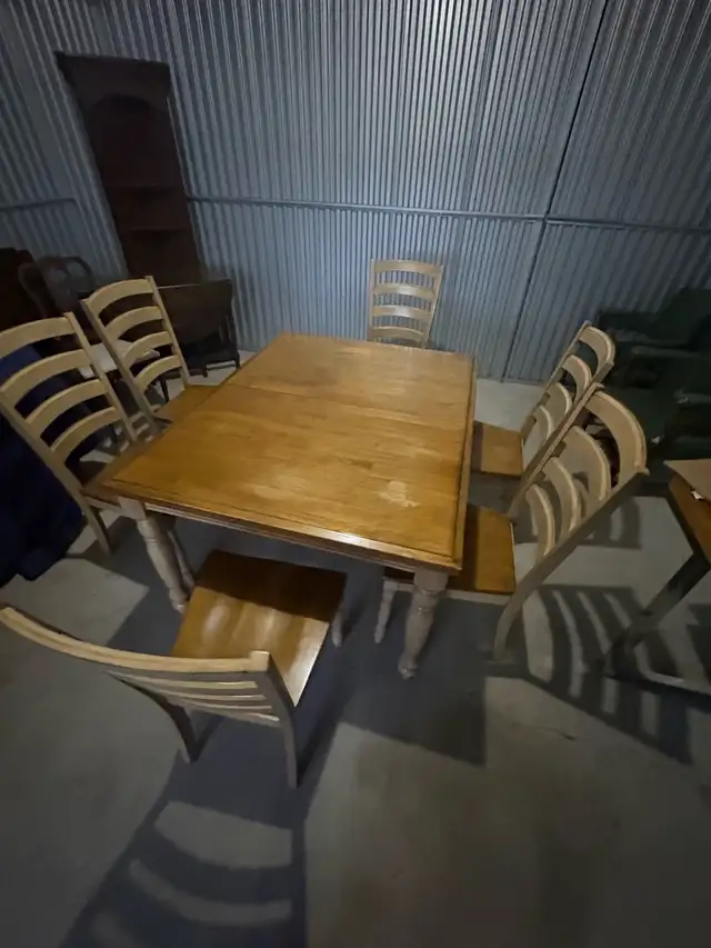 Free delivery used Wooden Dining Table with 6 Chairs - Photo 3