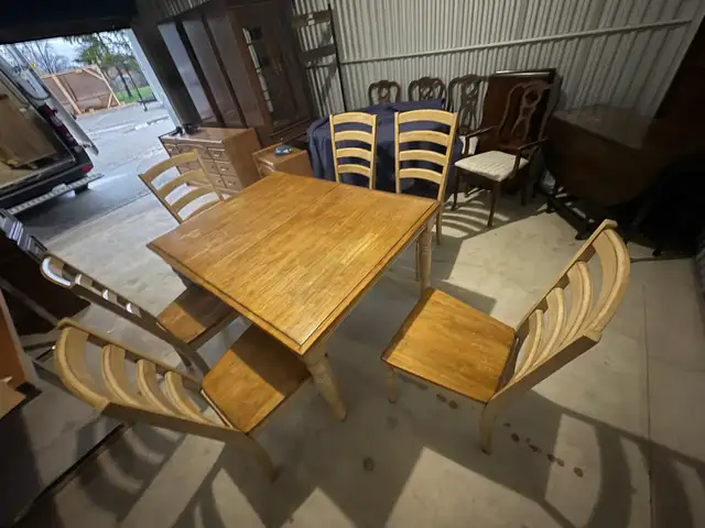 Free delivery used Wooden Dining Table with 6 Chairs - Photo 9