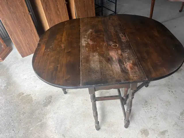 Free delivery used antique Drop Leaf Dining Table - Photo 5