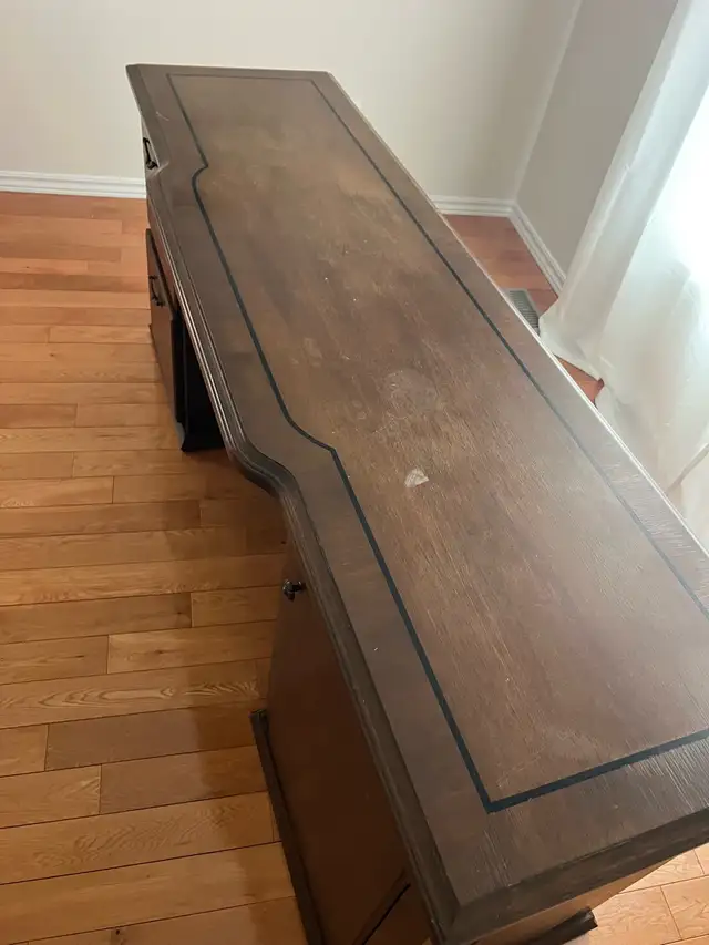 Free delivery used Dark Wood Executive Desk with Drawers - Photo 3