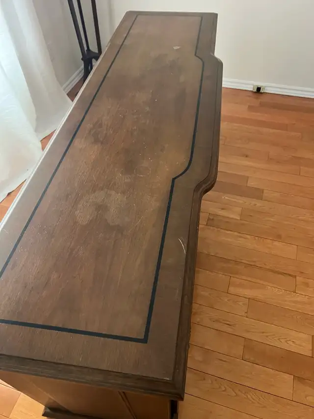 Free delivery used Dark Wood Executive Desk with Drawers - Photo 4