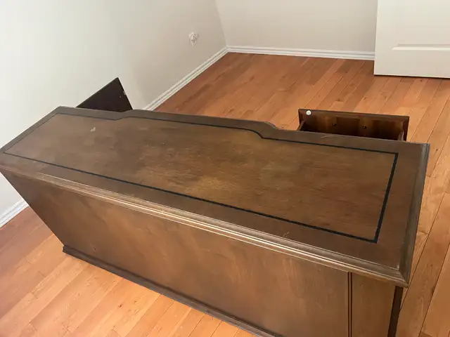 Free delivery used Dark Wood Executive Desk with Drawers - Photo 7