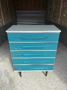 Free delivery Used 20th century Teal 5-Drawer Dresser