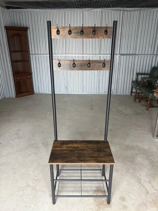 Free delivery used Entryway Hall Tree with Bench and Shoe Rack