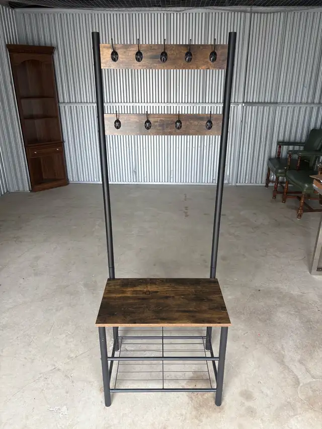 Free delivery used Entryway Hall Tree with Bench and Shoe Rack - Photo 2