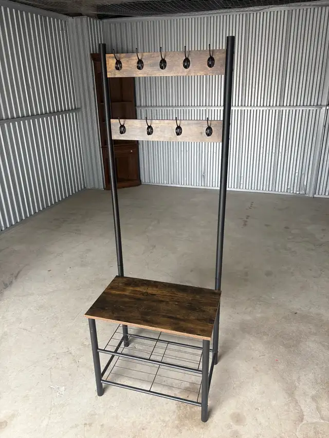 Free delivery used Entryway Hall Tree with Bench and Shoe Rack - Photo 4