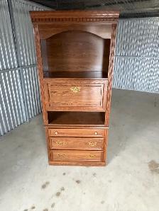 Free delivery used Wooden Secretary Desk with Hutch and Drawers