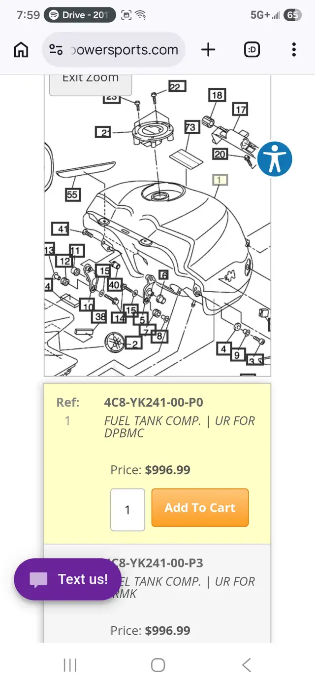 2007-2008 Yamaha R1 Gas Tank 4C8-YK241-00-P0 FUEL TANK COMP - Photo 2
