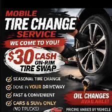Mobile TIRE CHANGE - ONLY $30 (On-Rim Swap)