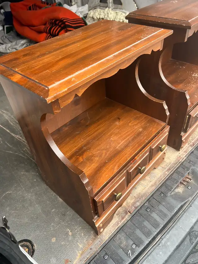 Free delivery used Pair of Wooden End Tables with Drawers - Photo 5