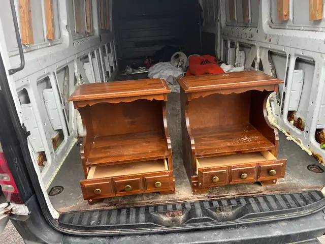 Free delivery used Pair of Wooden End Tables with Drawers - Photo 6