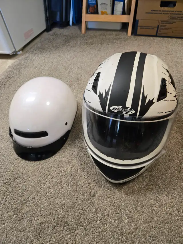 2 White Helmets, 1 Full, 1 Beanie
