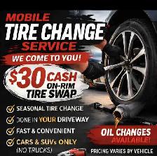 Mobile TIRE CHANGE - ONLY $30 (On-Rim Swap)