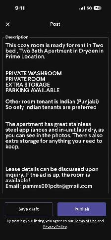 Room available for rent