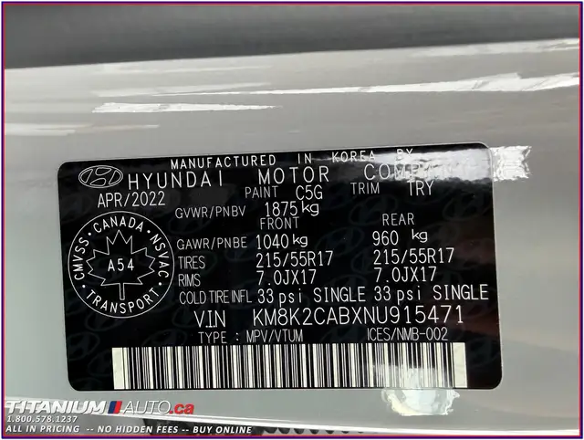 2022 Hyundai Kona Preferred AWD-Remote Start-Heated Seats & Whee - Photo 55