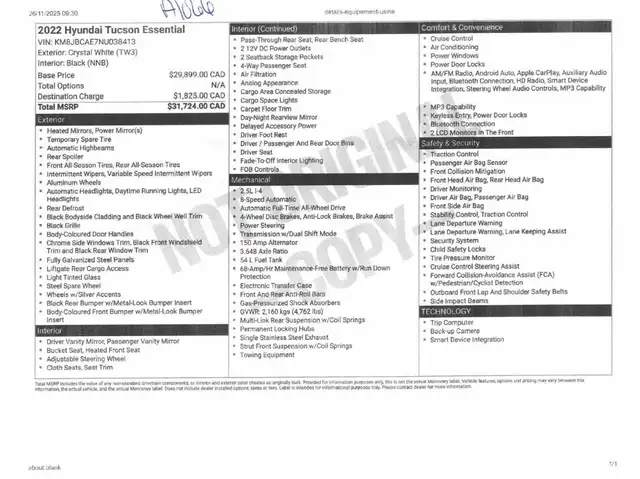 Hyundai Tucson Essential Awd Mags 2022 a vendre - Photo 11