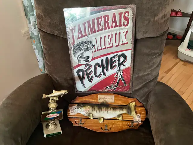 Plaque décorative, Enseigne de métal, Trophée de pêche