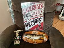 Plaque décorative, Enseigne de métal, Trophée de pêche