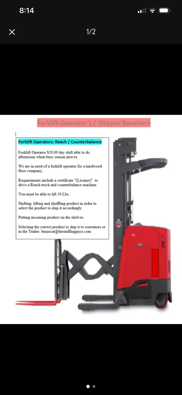 Reach Truck Operator