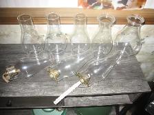 OIL LAMP CHIMNEYS & NO:1 BURNERS QUEEN MARY & EAGLE