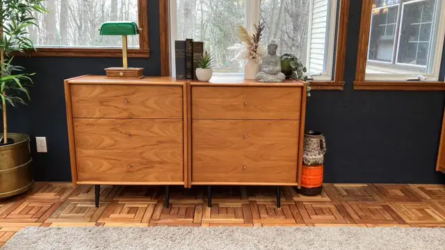 Mid century. Lampe de banquier / TEAK TECK. Crédence, buffet, co - Photo 3